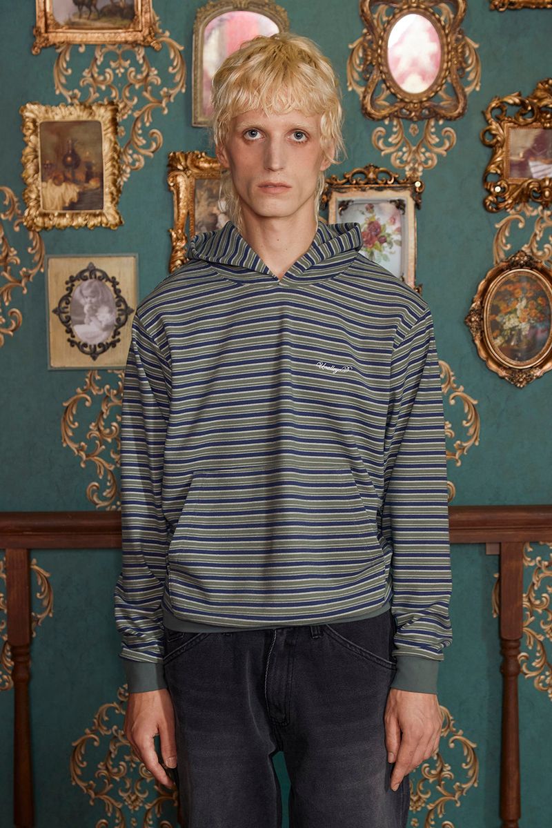 STRIPE LOGO HOODIE / GREEN