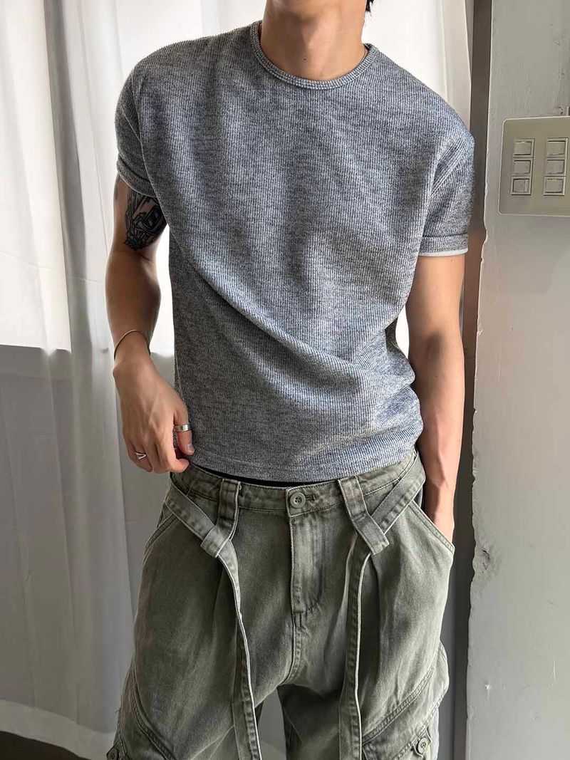 LAURANT（ロラン）の「Essential muscle crop half knit(5color)（Tops）」