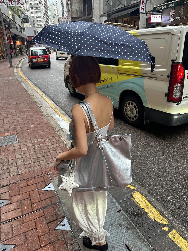 3 Color Ring Eyelet Big Shoulder Bag