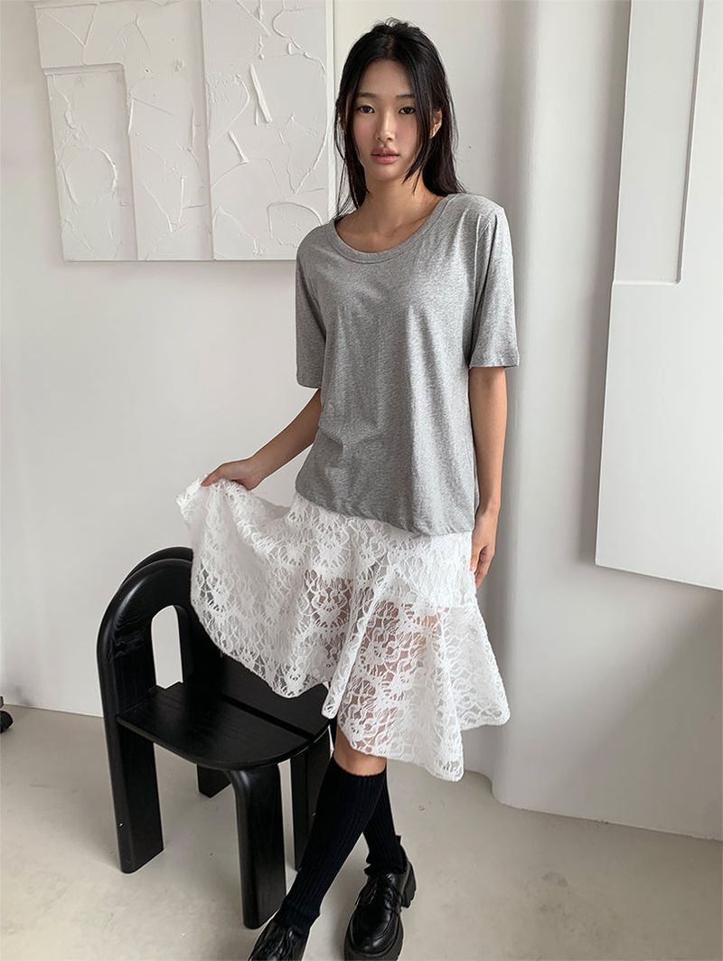 AIR U-NECK LOOSE TEE (5C)