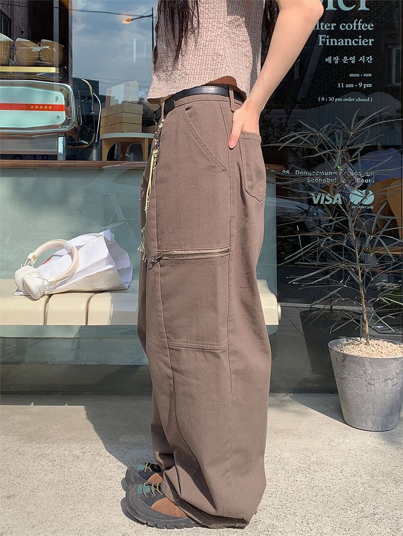 ZIPPER WIDE TROUSER PANTS (3C)