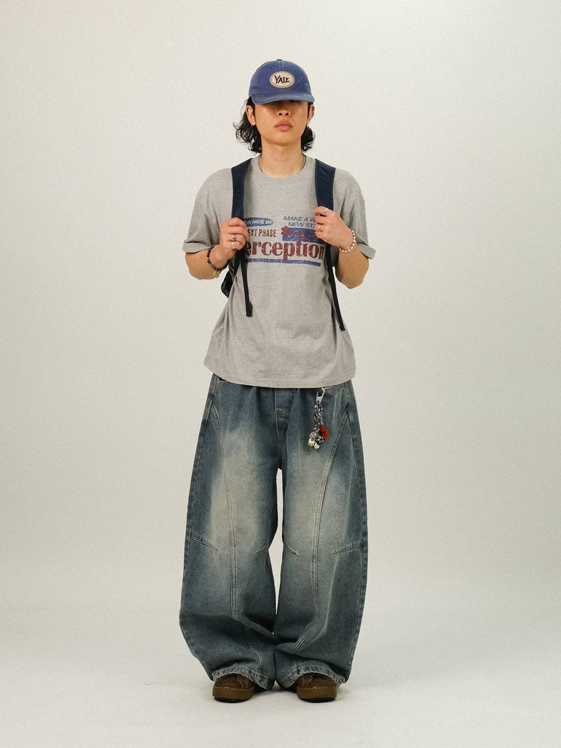 EA PINTUCK CURVED DENIM PANTS