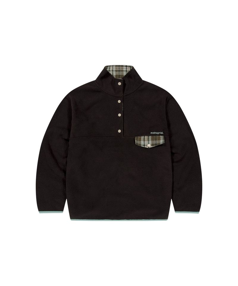 CHECK FLEECE ANORAK_BROWN