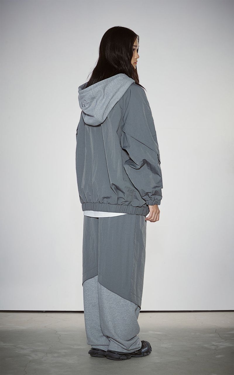 PIPPING MIX ANORAK HOODIE_GRAY