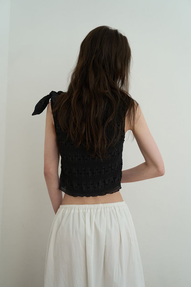 Smoke shirring blouse_black
