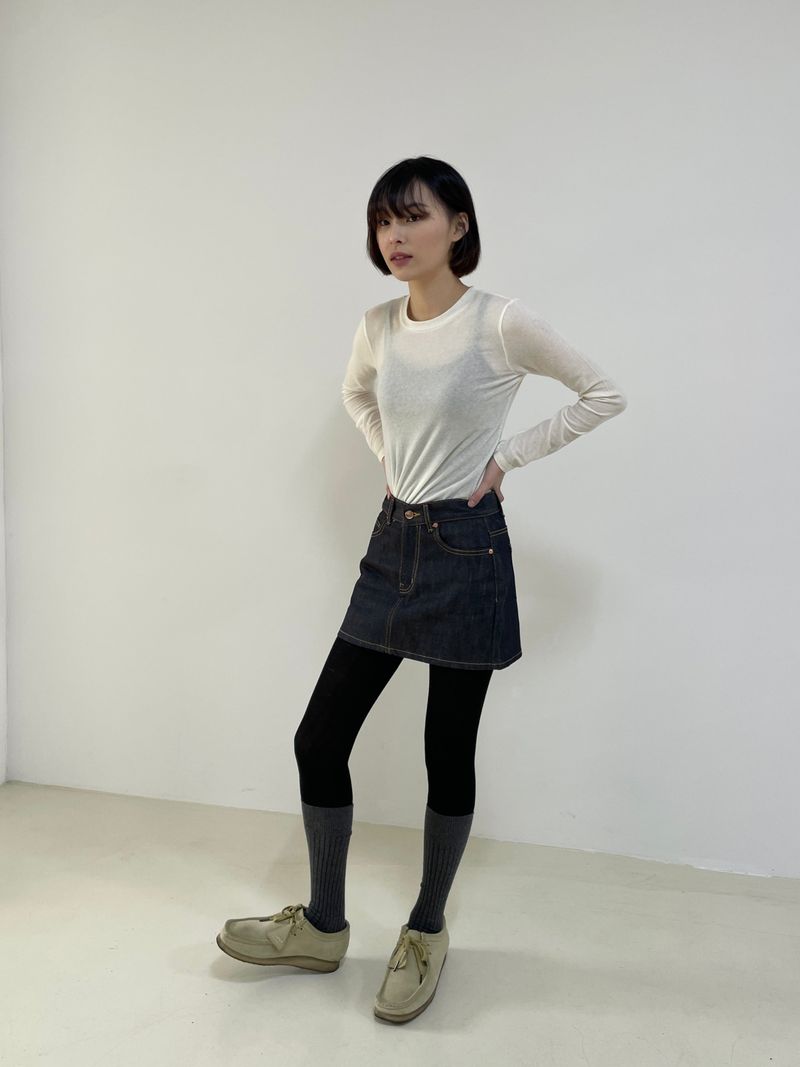 Cookie deep non-fade denim skirt