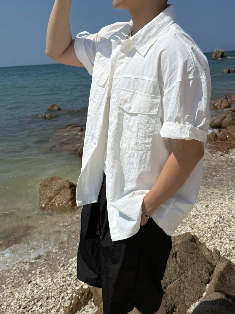 Nylon roll-up western shirt