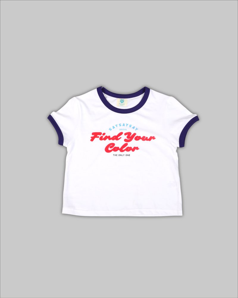 SAYSAYSAY（セイセイセイ）の「FIND YOUR COLOR RINGER T-SHIRT (CROP FIT)（Tops）」