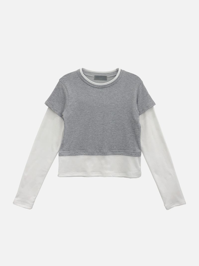 Soft Color Block Layered T-Shirt (3c)