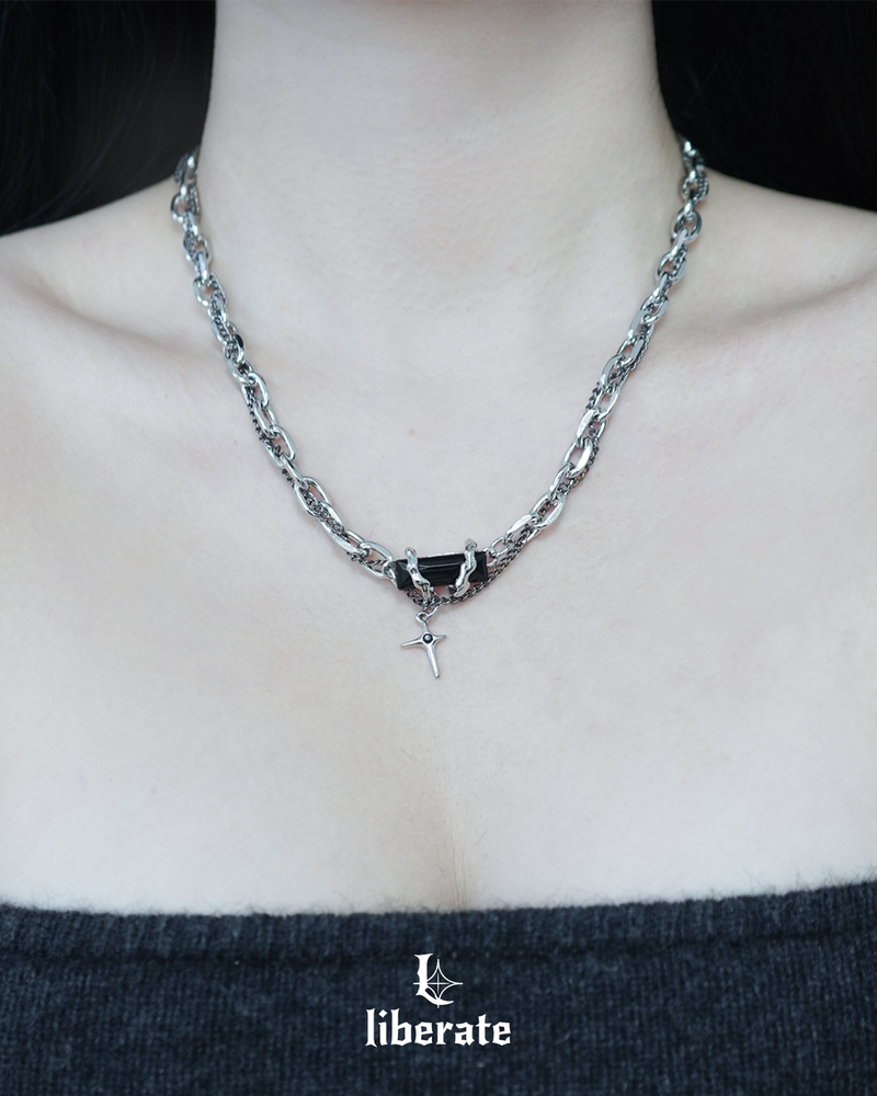  Onyx Cross Chain Necklace - Aespa Winter , Stray Kids Felix, KANG DANIEL Pick