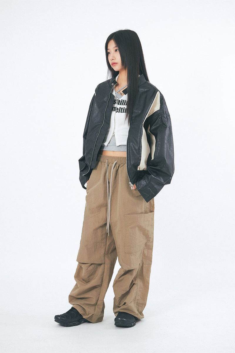Middle flap open cargo banding pants