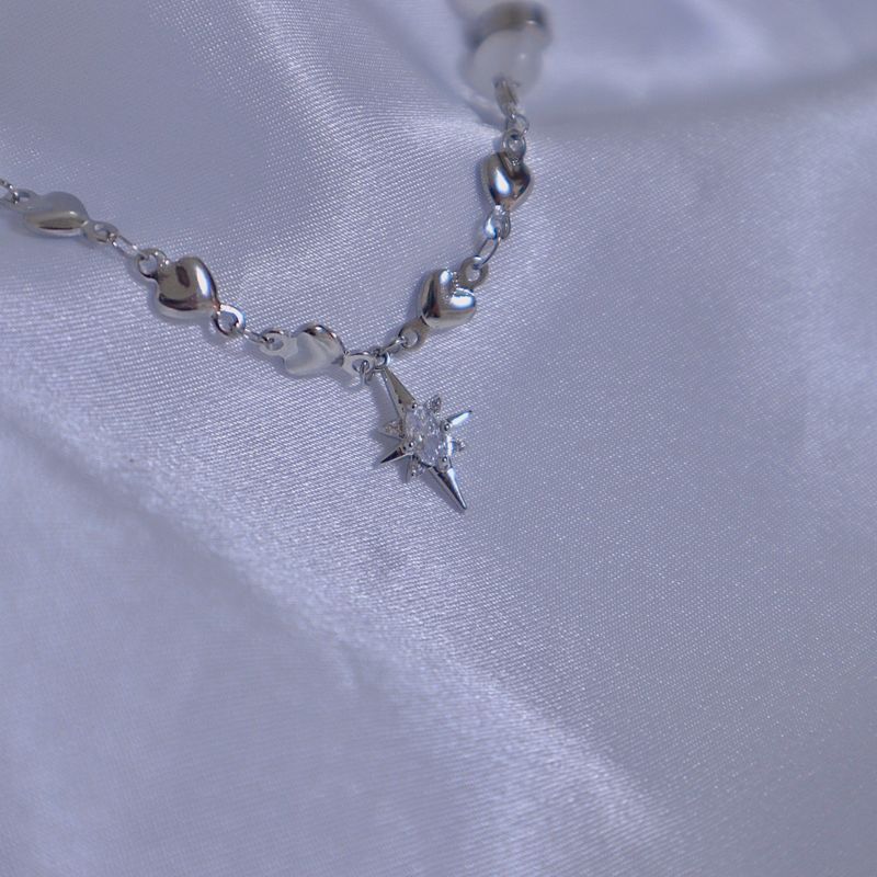 Crystal Heart White Jade Gemstone Necklace