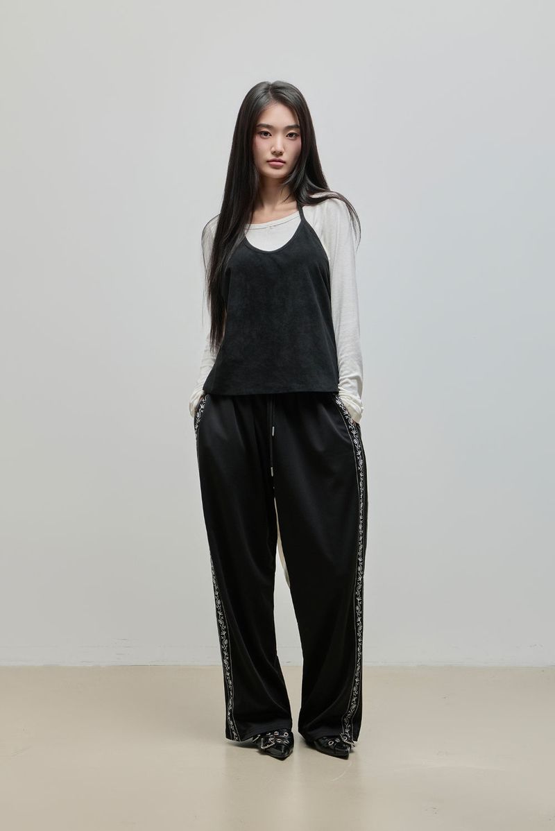 Halter-Tie Suede Apron_Black