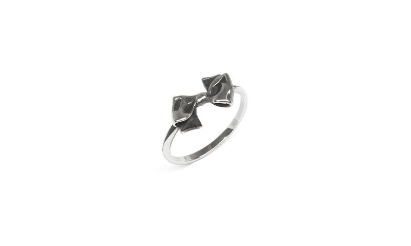 Mini Pleated Ribbon Ring (Antique Silver)