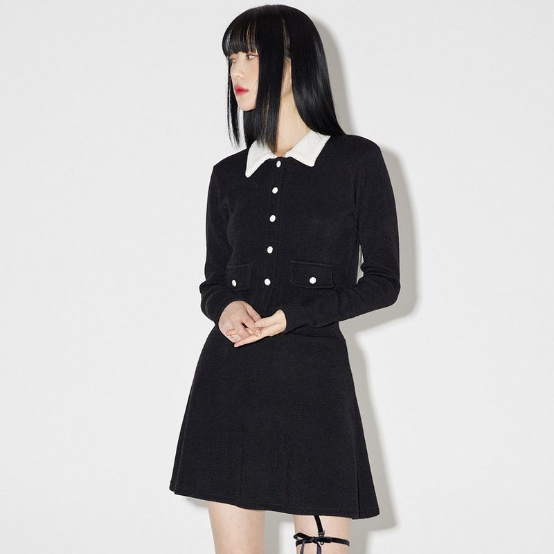 ZEROPLANET（ゼロプラネット）の「ヘイリーカラーニットカーディガン / Haley Collar Knit Cardigan [BLACK]（）」