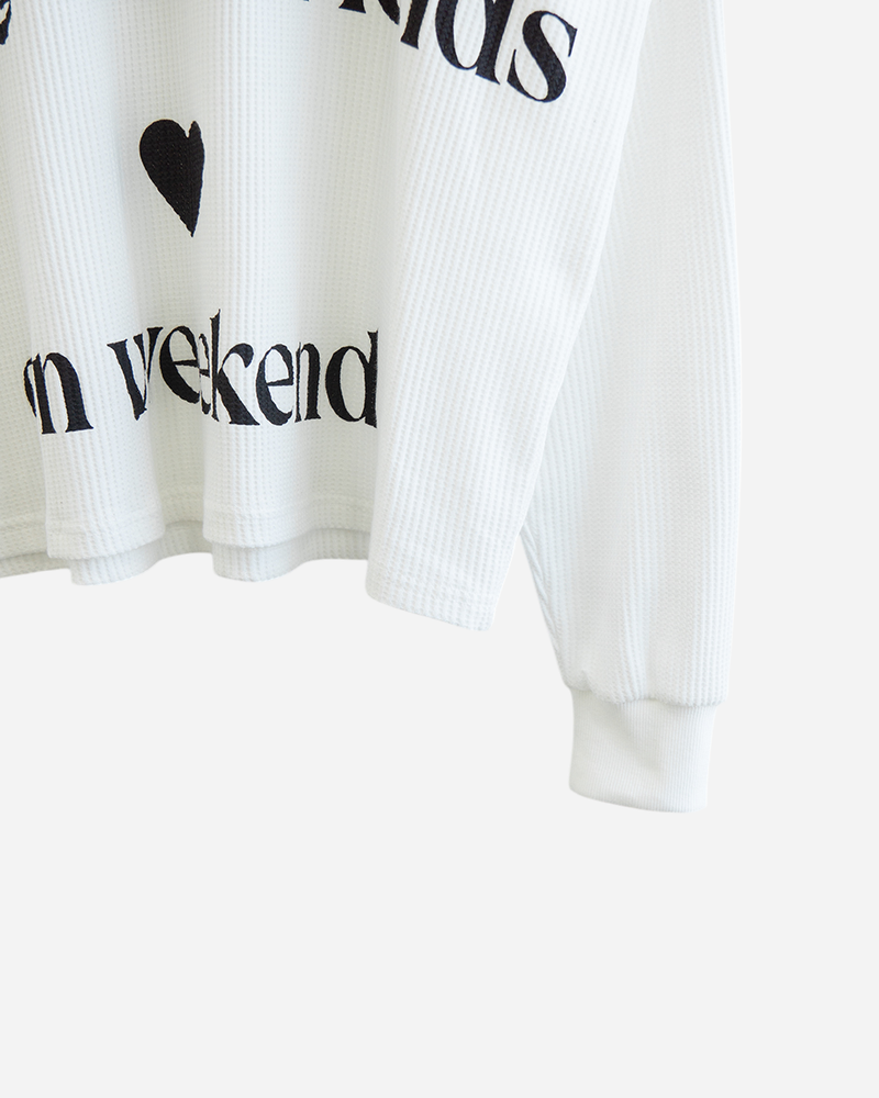 Spend Lettering Waffle Long Sleeve