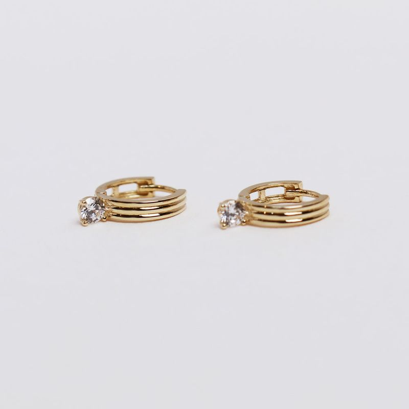 [single earring]14K gold cubic one touch earring