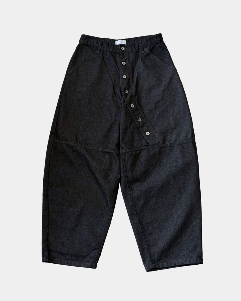 Slant Button Denim Pants