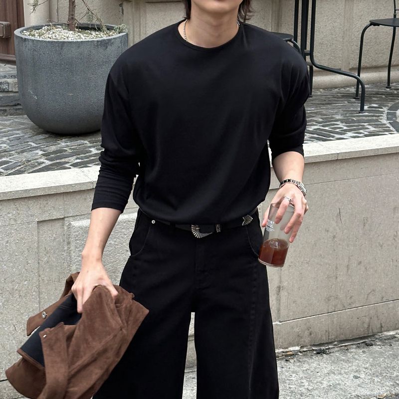 LMN Normal Soft V-neck Long Sleeve Tee (4 colors)