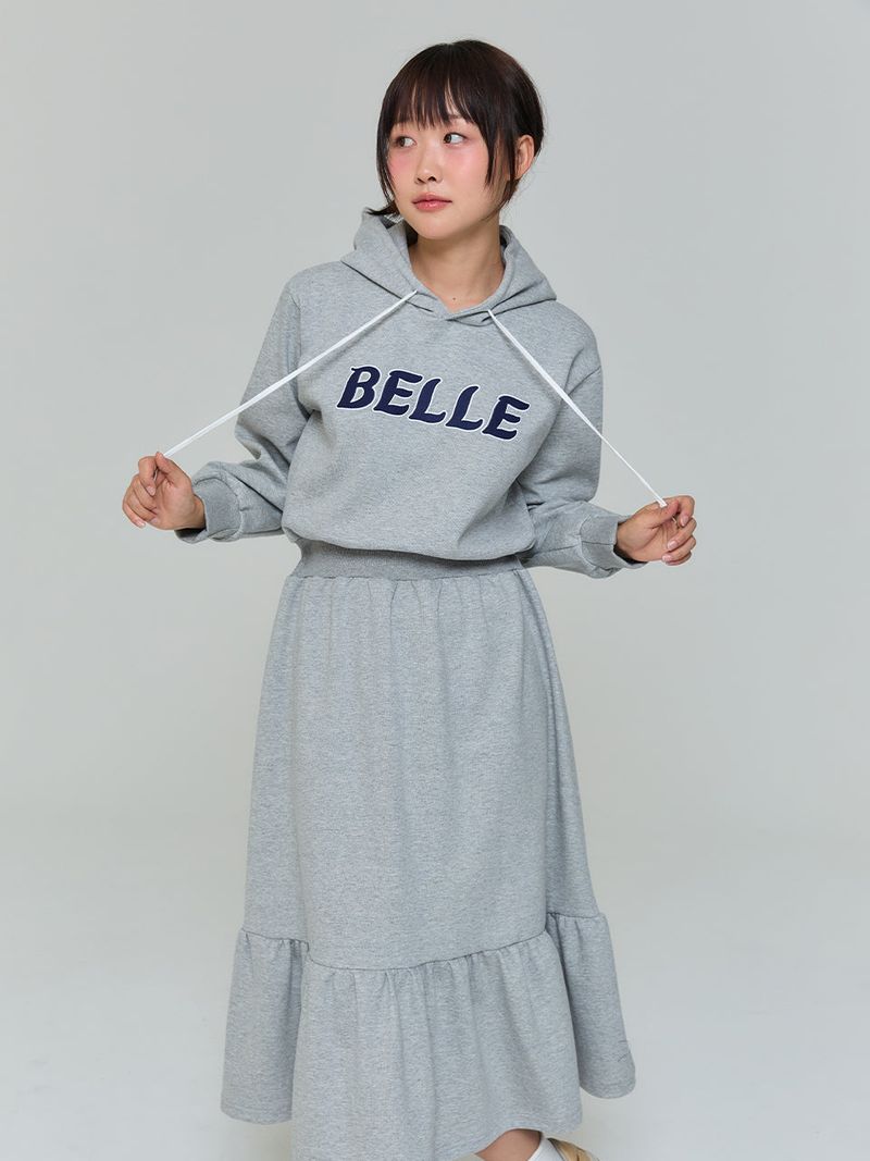 BELLE HOODED LONG DRESS - GRAY