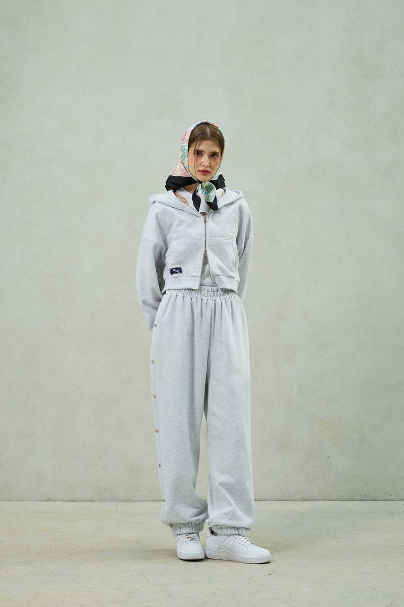 PITA SNAP OFF SWEAT PANTS / WHITE-MELANGE