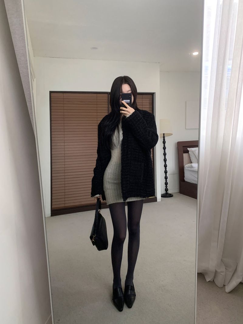 IF classic oversized tweed quilted jacket