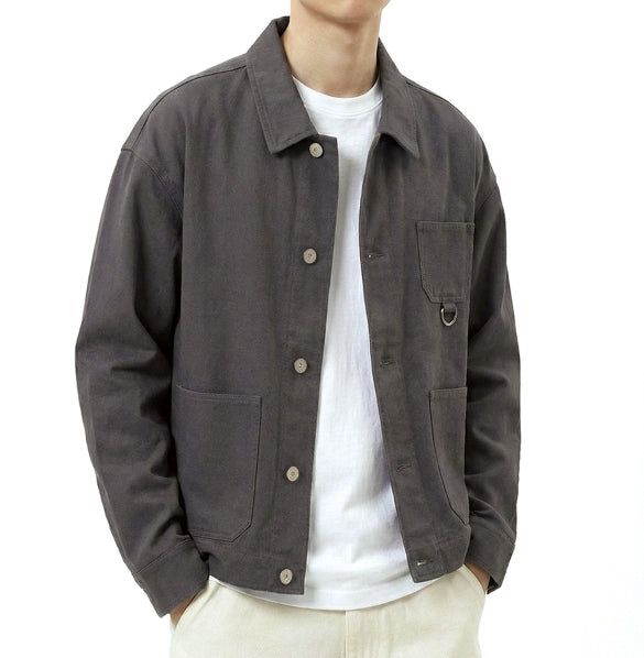 Crop French Work Jacket Dark Gray