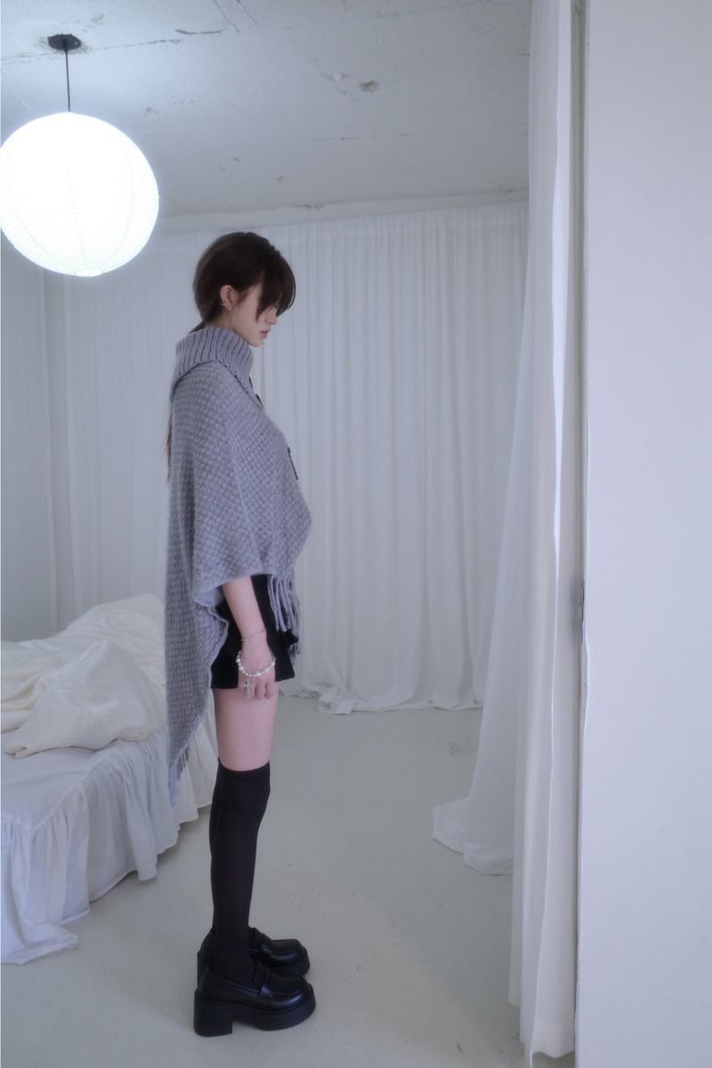 Yui button knit cape (3color)