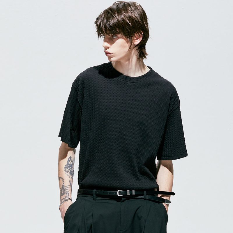 jacquard knit t-shirt black