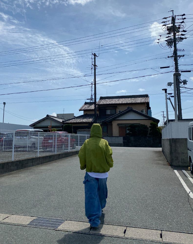 hoody nylon wind breaker (green)