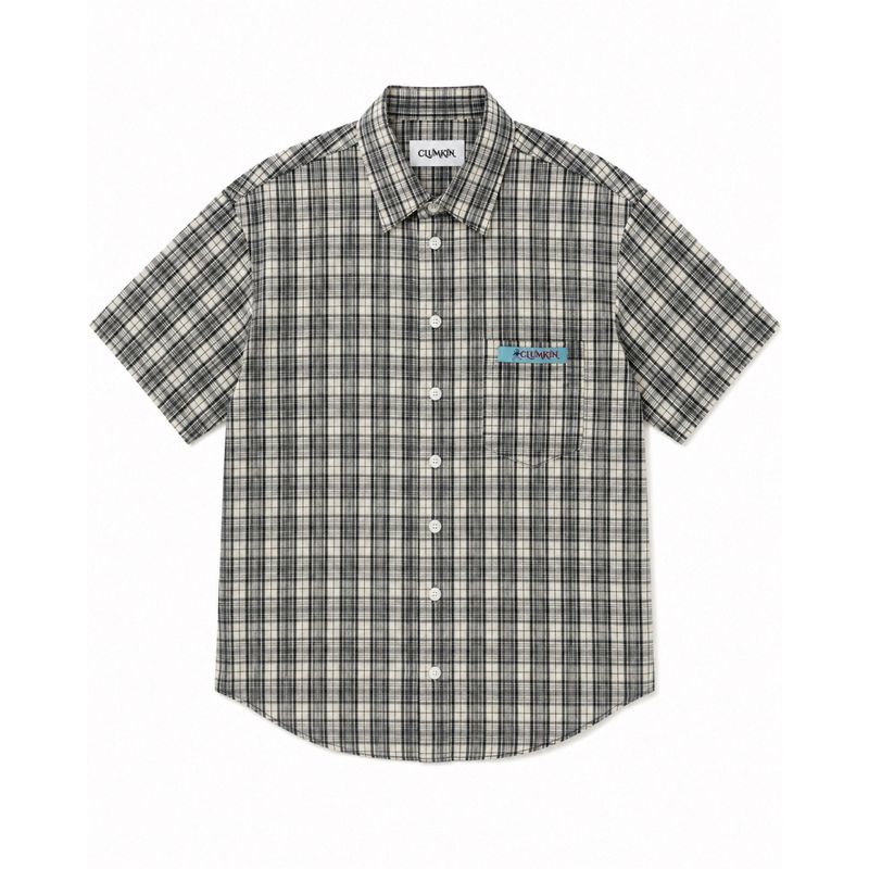CLUMKIN（クラムキン）の「ハーフクロップチェックシャツ (BLACK)（トップス）」