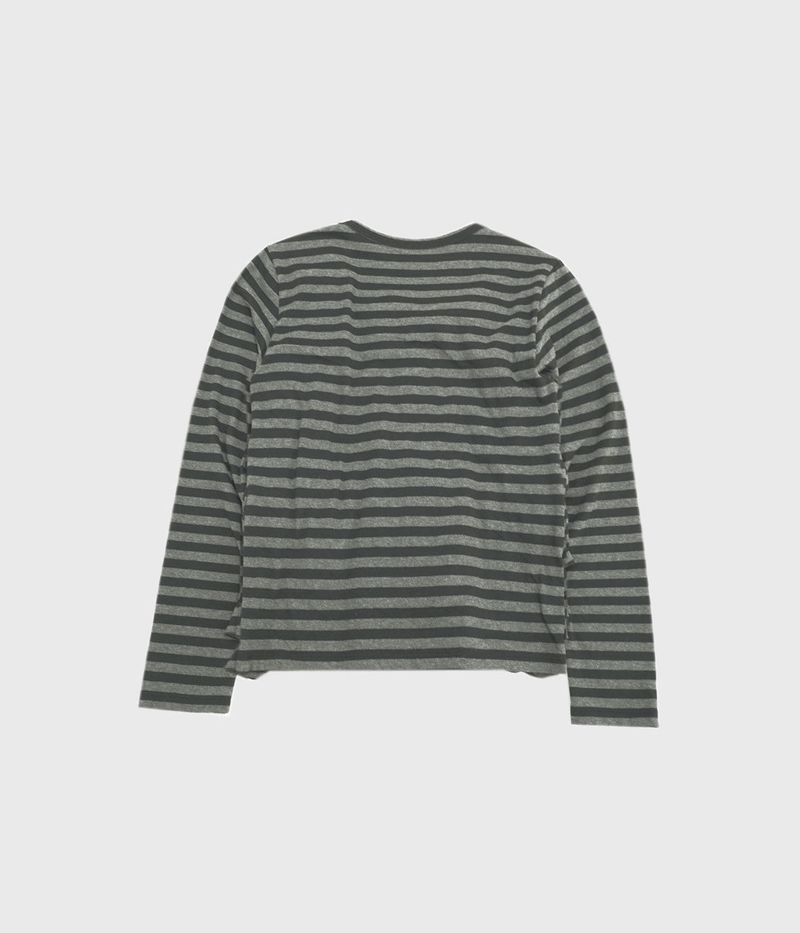 [fiebre] ruffles stripe long sleeve t CHARCOAL