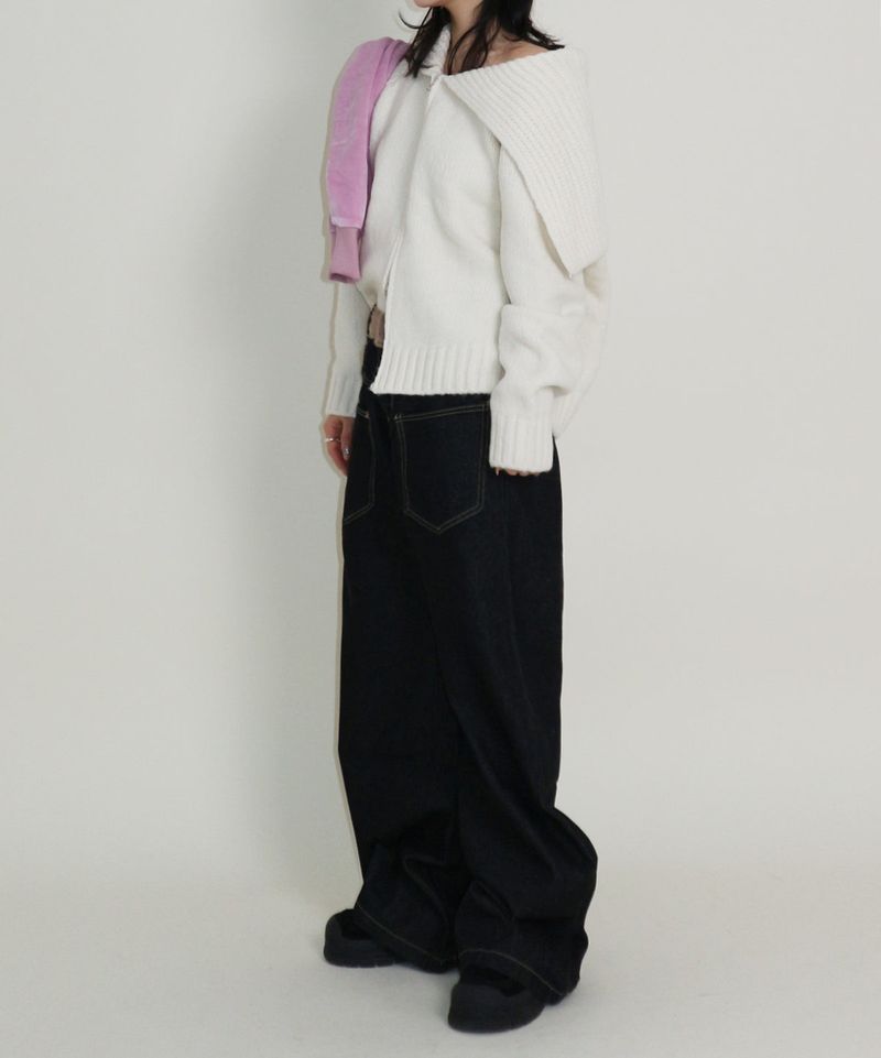 Square Sailor Collar Two-Way Knit Cardigan