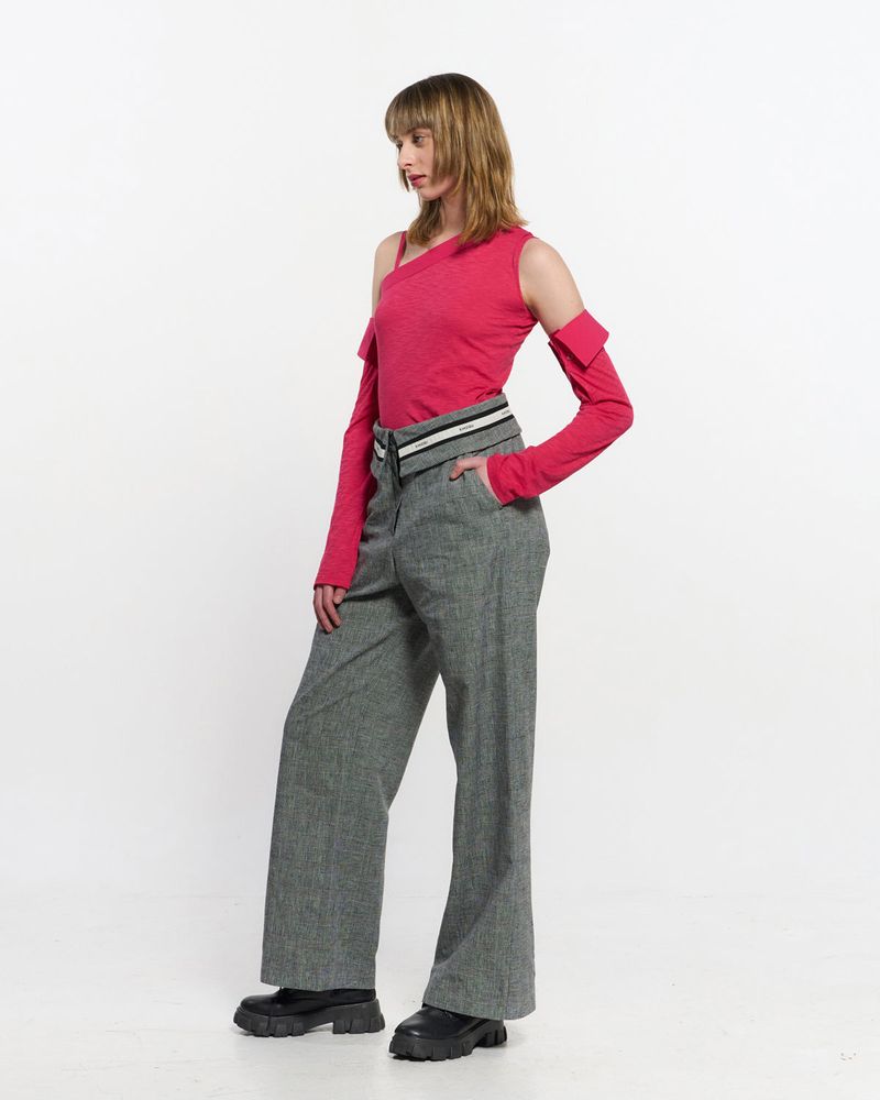 Fold Over Wide Slacks _ GREY