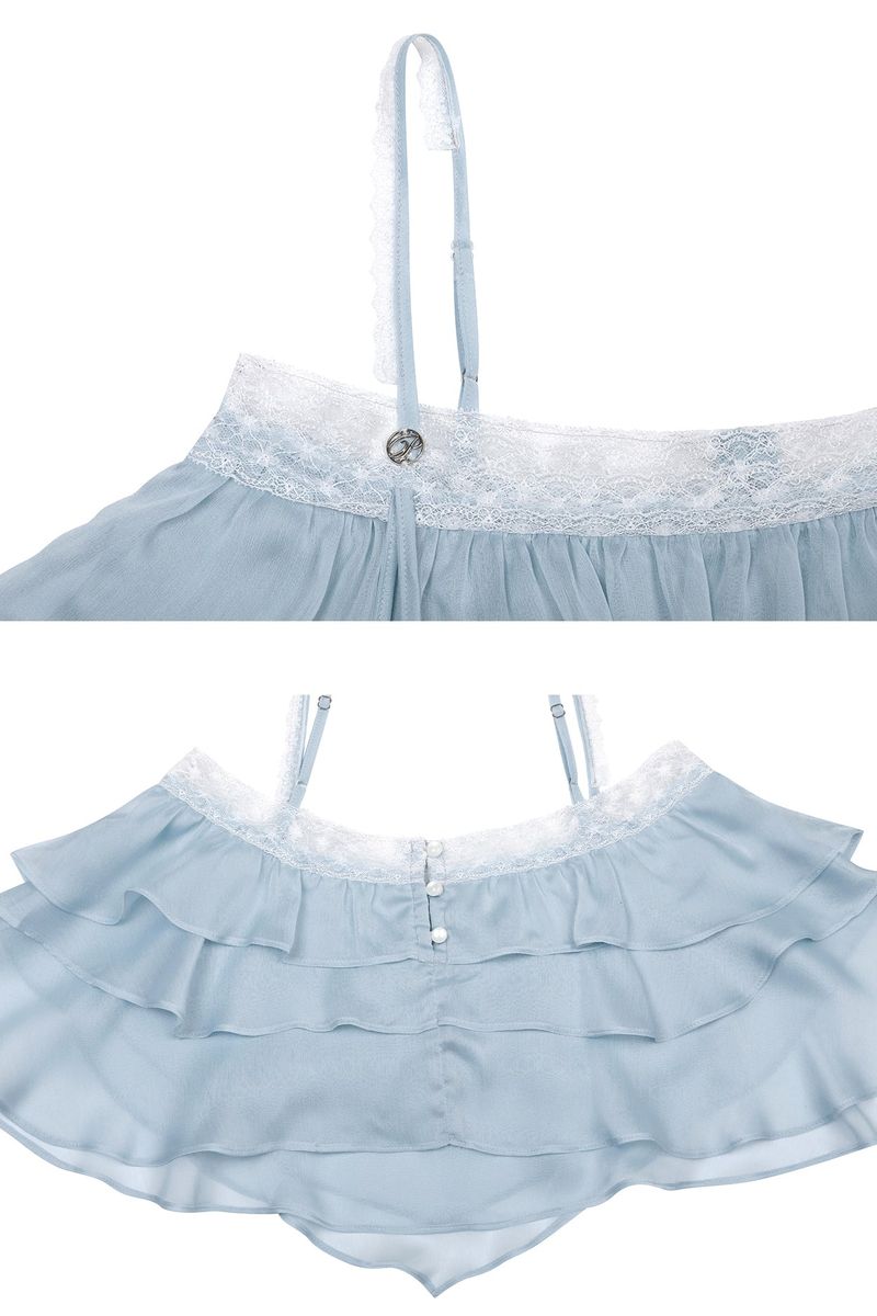 MERMAID FRILL TOP light blue