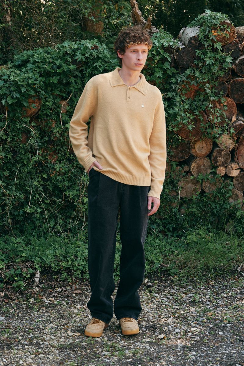 MONO CHERRY MEN COLLAR KNIT[SAND]