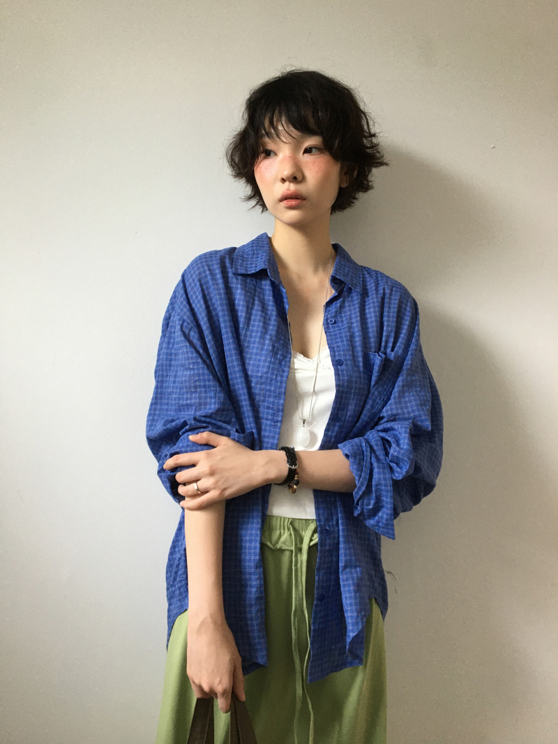 Wave check shirt (4color)