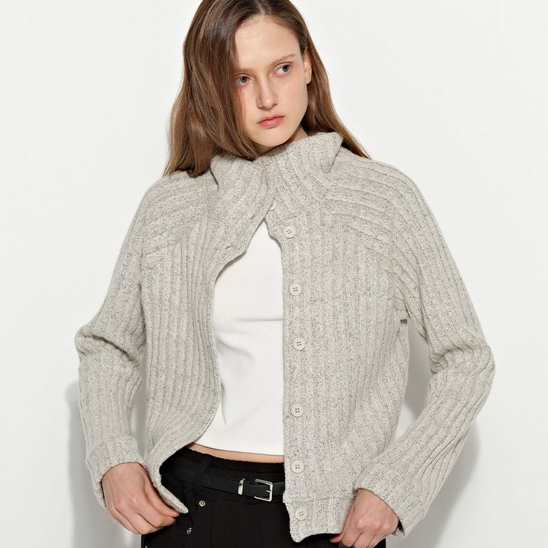 High-Neck Cardigan Ivory