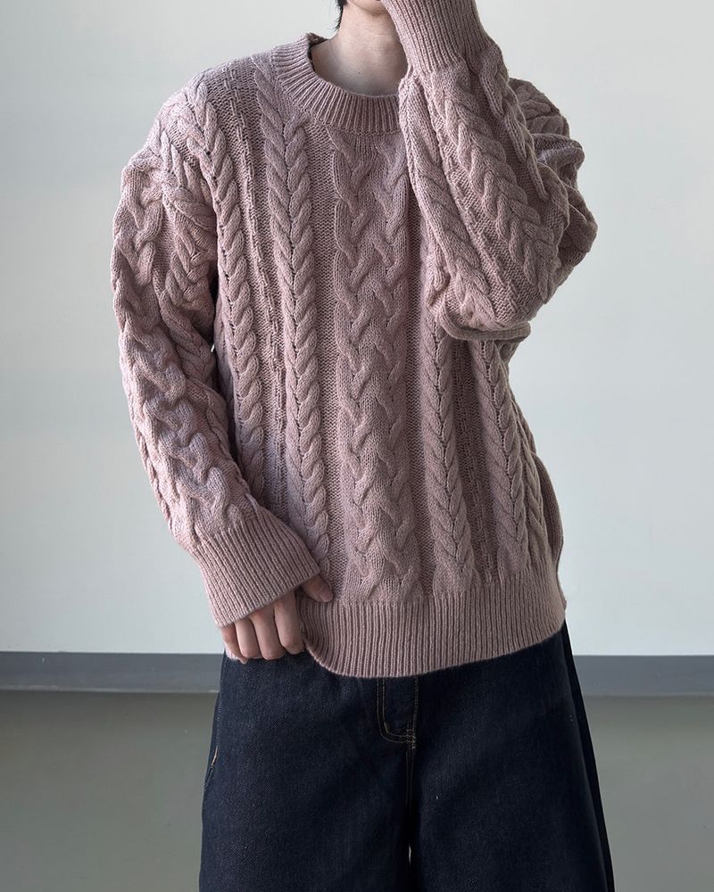 Cabbler Heavy Cable Knit Round Neck