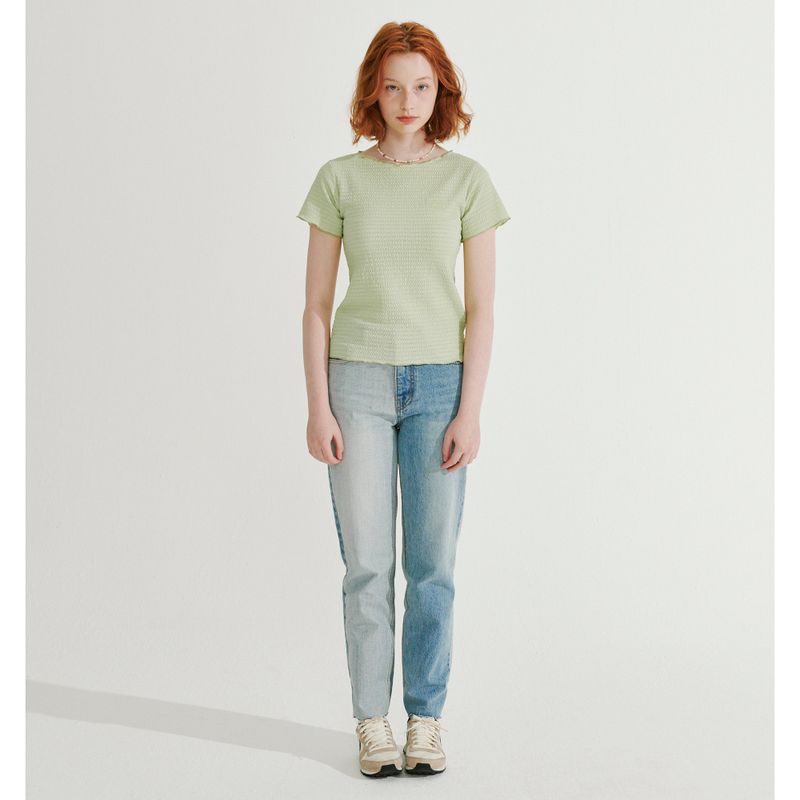 INTERLOCK STITCH EMBOSSING TOP_MELON