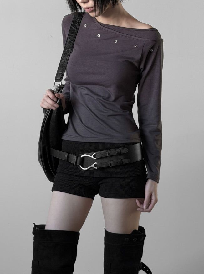mnem（ムネム）の「Burneck Eyelet Layered One-Off Tee（Tops）」