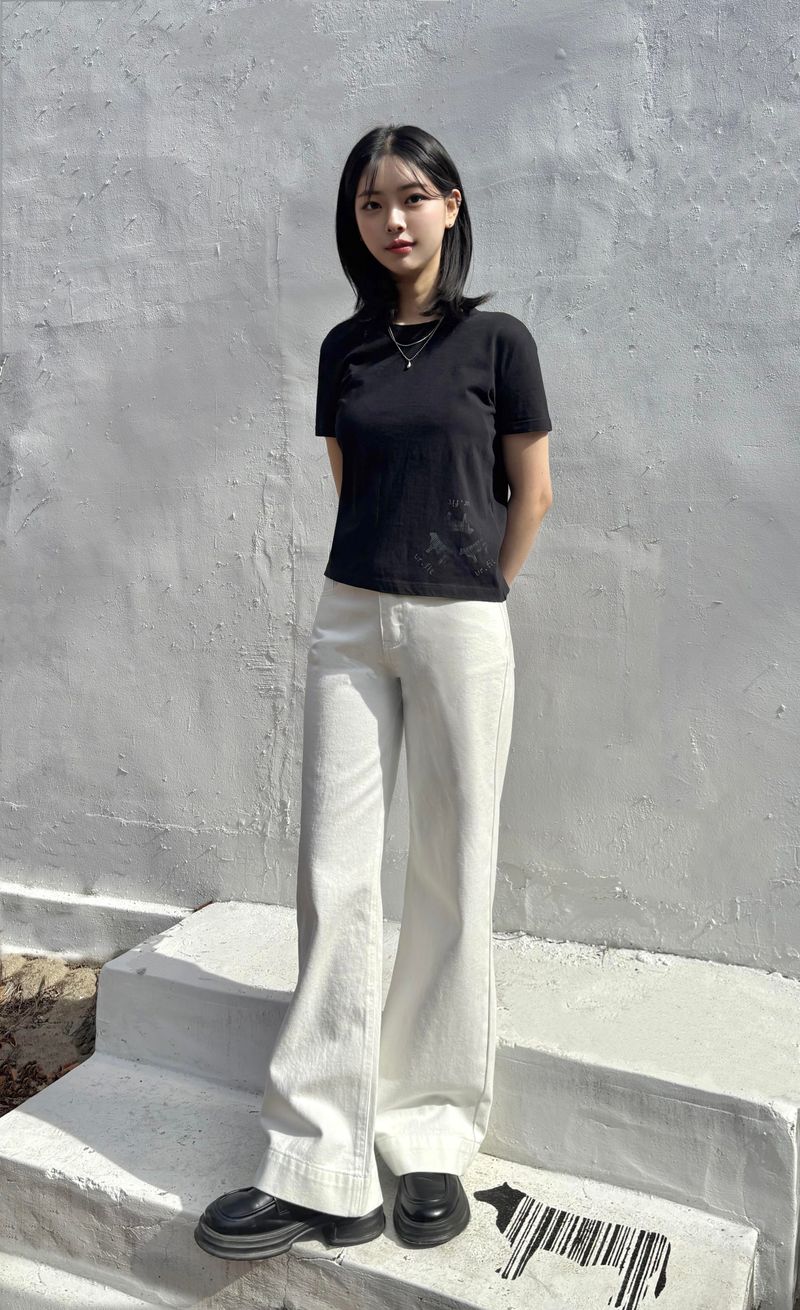 HEMLINE WHITE DING DENIM PANTS code 25010