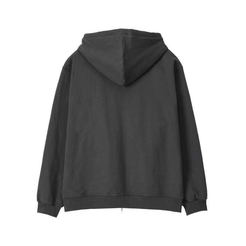 Layered 2-way Zip Hood Zip-up - CHARCOAL