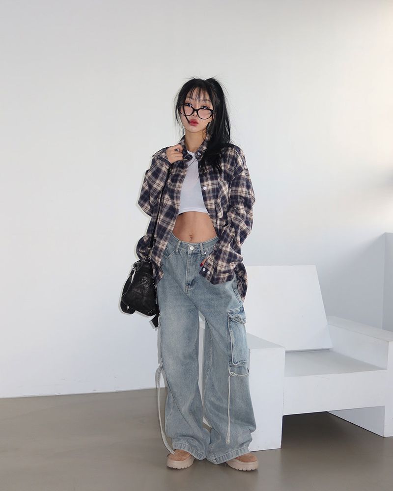 Delight-J(ディライトジェイ)の「a navy checkered shirt(Tops)」