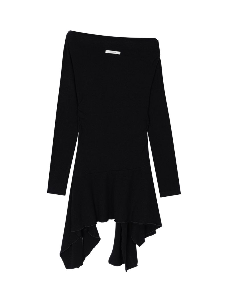 RUCHED BOAT LONG TEE(BLACK)