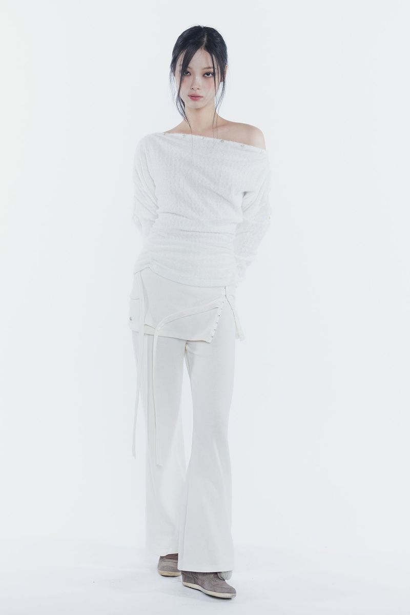 RUBY HOOK LAYERED PANTS cream
