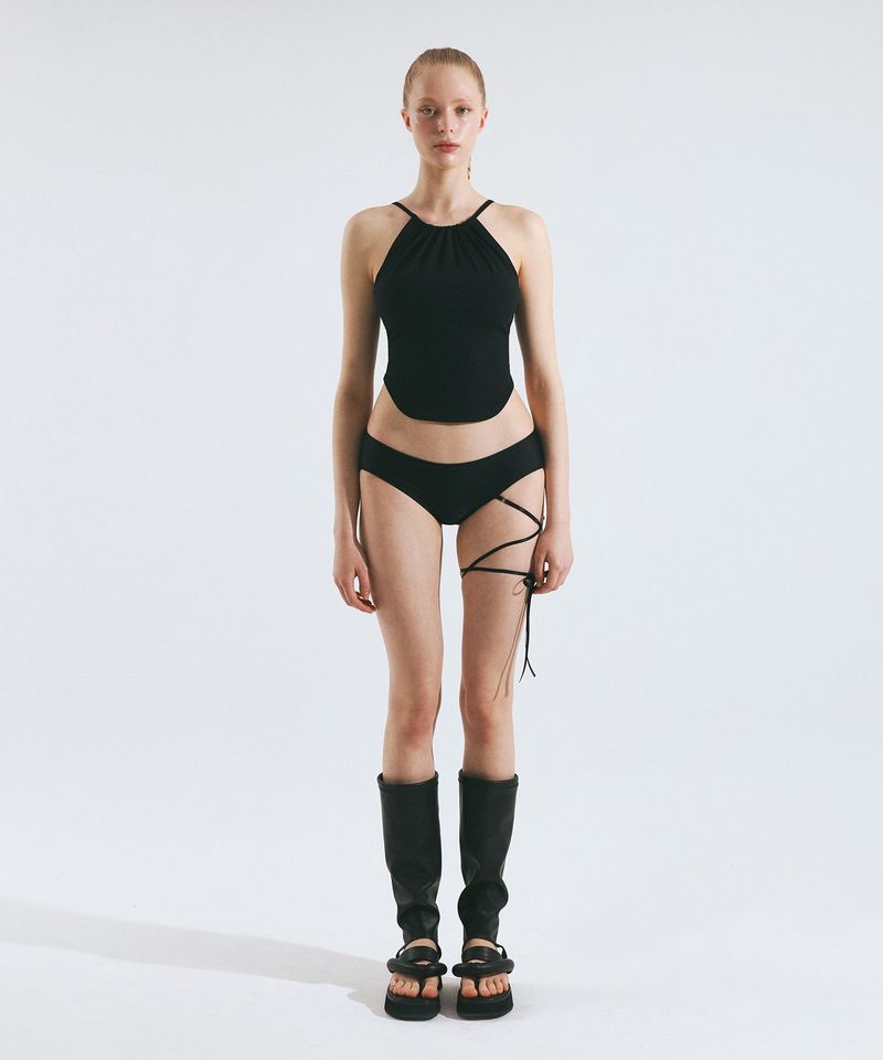 Cross Ribbon Low Bikini Panties (Black)
