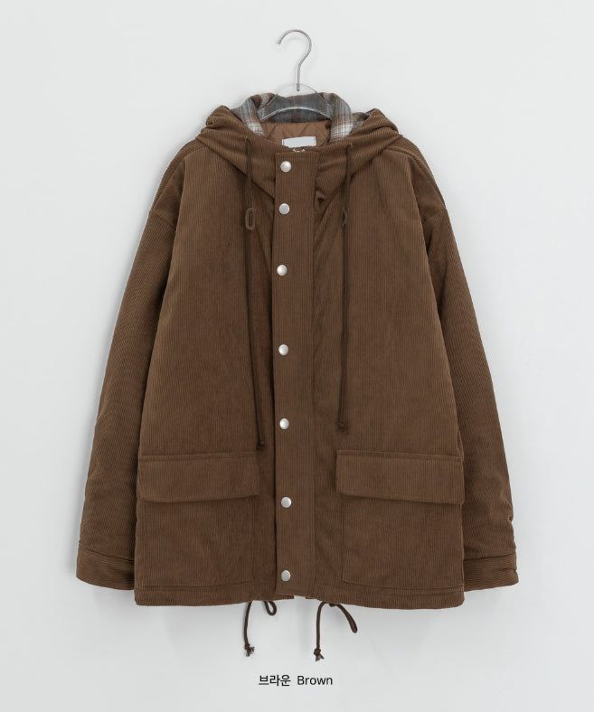 Harvey Corduroy Quilted Hood Jumper