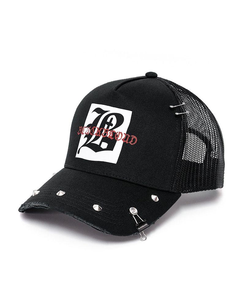 BBD Graphic B Logo Stud Trucker Mesh Cap (Black)