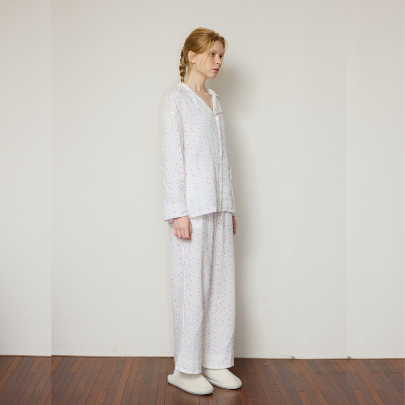 2025ss cotton double-layer yarn flower pajamas set
